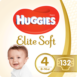 Набір підгузків Huggies Elite Soft 4 (8-14 кг), 132 шт. (2 уп. по 66 шт.)