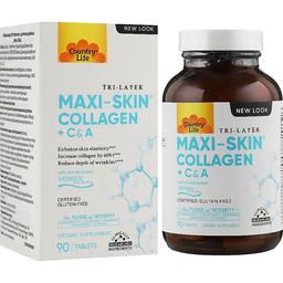 Натуральная добавка Country Life Maxi-Skin Collagen+ C&A 90 таблеток