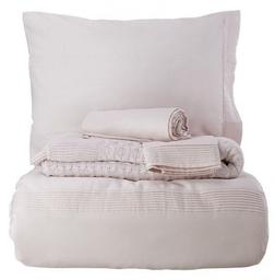 Набор постельное белье с пледом Karaca Home Brezza pudra, евро, светло-розовый, 7 предметов (2000022180825)