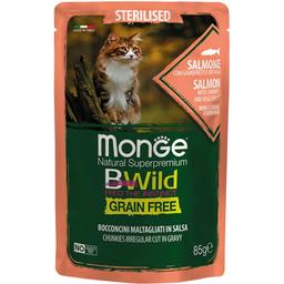 Вологий корм для котів Monge Cat Вwild Gr. Free Wet Adult, лосось з креветками та овочами, 85 г