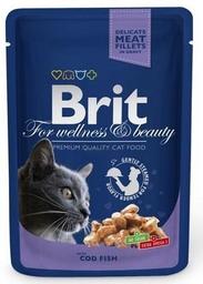 Влажный корм для кошек Brit Premium Cat pouch, с треской, 100 г