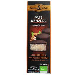 Цукерки Saveurs&Nature Bouchees Pate di Amande, марципанові в темному шоколаді, органічні, 45 г