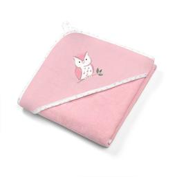 Рушник з капюшоном BabyOno Сова, 85х85 см, рожевий (540/03)
