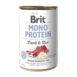 Монопротеїновий вологий корм для собак з чутливим травленням Brit Mono Protein Lamb&Rice, з ягням і рисом, 400 г