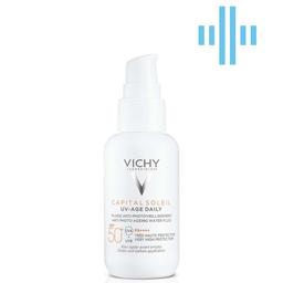 Сонцезахисний невагомий флюїд Vichy Capital Soleil UV-Age Daily проти ознак фотостаріння шкіри обличчя, SPF 50+, 40 мл (MB364200)