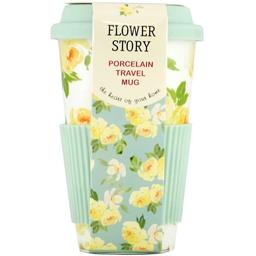 Чашка Keramia Flower story, с силиконовой крышкой, бирюзовая, 440 мл (21-279-065)