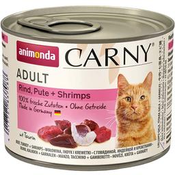Вологий корм для котів Animonda Carny Adult Beef, Turkey + Shrimps, з яловичиною, індичкою та креветками, 200 г