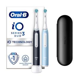 Набір електричних зубних щіток Oral-B Braun iO3 чорна та блакитна + футляр