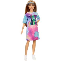 Кукла Barbie Модница, в разноцветном платье и кепке-козырьке (GRB51)
