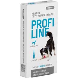 Краплі на холку для собак ProVET Profiline від зовнішніх паразитів, від 10 до 20 кг, 4 піпетки по 2 мл