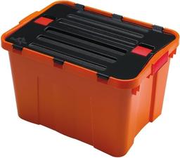 Ящик-контейнер пластиковый с крышкой и клипсами Heidrun Factory, 34 л, 49х36х28 см, оранжевый (1645)