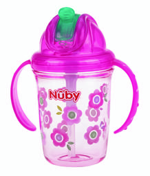 Поїльник Nuby з трубочкою-непроливайкою, 240 мл, рожевий (NV0414017pink)