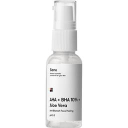Пілінг для обличчя Sane AHA + BHA 10% + Aloe Vera, 30 мл