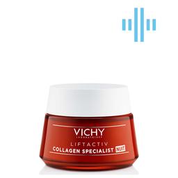Ночной антивозрастной крем-уход Vichy Liftactiv Collagen Specialist Night Cream, с эффектом корекции морщин, придания упругости и восстановления сияния, 50 мл (MB275500)
