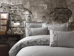 Комплект постельного белья Dantela Vita Inci gri сатин с кружевом евро серый (svt-2000022308649)