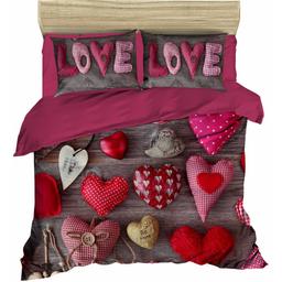 Комплект постельного белья LightHouse LoveLove, ранфорс + 3D, евростандарт (157OZ_2,0)