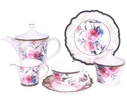 Чайний набір Lefard Камелія та набір тарілок, 21 см, 21 предмет, різнокольоровий (935-013)