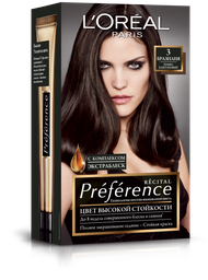 Фарба для волосся L'Oréal Paris Preference, відтінок 3 (Бразилія. Темно-каштановий), 174 мл (A6214127)