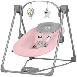 Крісло-гойдалка Lionelo Otto Pink Baby з ігровою дугою, рожеве (LO-OTTO PINK BABY)