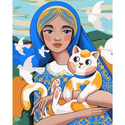 Картина по номерам Santi Украинка с котиком, 40х50 см (954504)