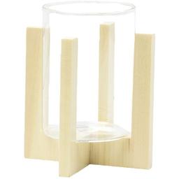 Підсвічник скляний Склоприлад на дерев'яній підставці 11.8 см натуральний (300617)