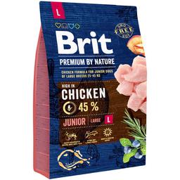 Сухий корм для цуценят великих порід Brit Premium Dog Junior L, з куркою, 3 кг