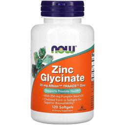 Глицинат цинка Now Foods Zinc Glycinate 30 мг 120 капсул