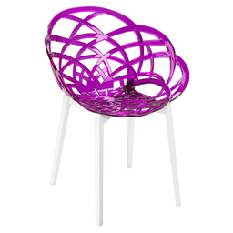 Крісло Papatya Flora, прозоро-пурпурне сидіння, низ білий (285933)