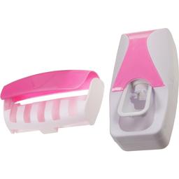 Набір для ванної кімнати Supretto: дозатор для зубної пасти та тримач для щіток, рожевий (51580005)