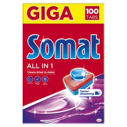 Таблетки для посудомоечных машин Somat All in 1, 100 шт. (708913)