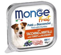Вологий корм Monge Dog Fruit, для собак усіх порід, індичка з чорницею, 100 г
