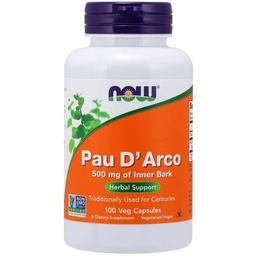 Натуральная добавка Now Pau D'Arco Экстракт коры муравьиного дерева 100 капсул