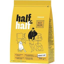 Сухой корм Half & Half для взрослых кошек с говядиной 300 г