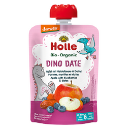 Пюре Holle Dino Date, с яблоком, черникой и финиками, 100 г