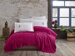 Комплект постельного белья Hobby Rainbow Pike Fusya, поплин + 3D вишивка и пике, 250х230 см, фуксия (8698499159426)