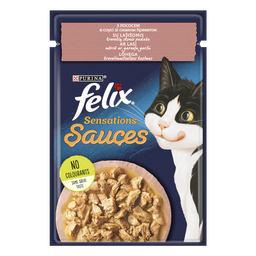 Влажный корм для кошек Felix Sensations, с креветками гриль в соусе, 85 г