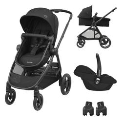 Коляска-трансформер Maxi-Cosi Zelia 3 Duo Essential Black, 3 в 1, с автокреслом CabrioFix i-Size, черная (1930672110)