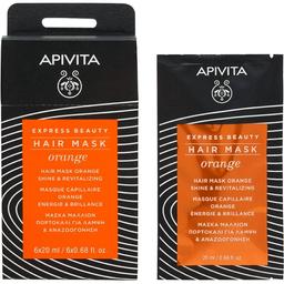 Маска для волос Apivita Express Beauty Блеск и восстановление, с апельсином, 20 мл