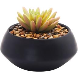 Горшок с искусственным растением МВМ My Home, 9 см, черный (DH-FLOWERS-18 GREEN/BLACK)