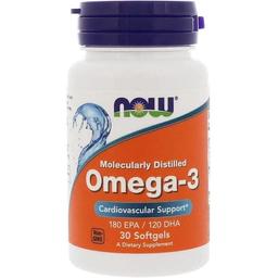 Жирные кислоты Now Омега-3 1000 мг 30 желатиновых капсул