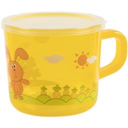 Чашка детская Baby Team с крышечкой, оранжевая, 200 мл (6007_жовтий)