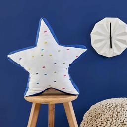 Декоративна подушка Sarah Anderson Star 3D, 45х45 см, біла з синім (svt-2000022315838)
