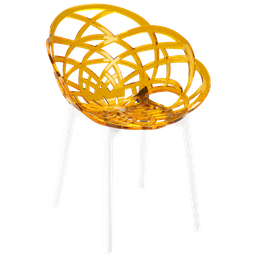 Кресло Papatya Flora, прозрачно-желтое сиденье, низ белый (285988)
