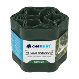 Стрічка газонна Cellfast, бордюрна, хвиляста, 15 см x 9 м, темно-зелена (30-022H)