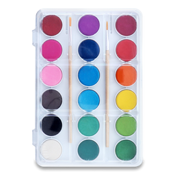 Краски акварельные Offtop, 2 кисточки, 18 цветов (848707)