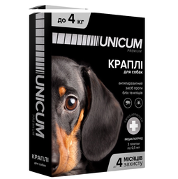 Краплі Unicum Рremium від бліх та кліщів для собак, 0-4 кг (UN-006)