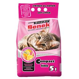 Бентонитовый наполнитель для кошачьего туалета Super Benek Компактный, с ароматом цитрусовой свежести, 5 л