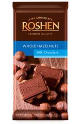 Шоколад молочний Roshen з цілими лісовими горіхами, 90 г (618921)