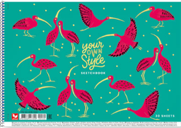 Альбом для рисования Школярик Розовые фламинго на бирюзовом фоне, 30 листов (PB-SC-030-520)