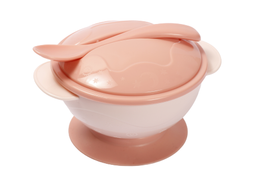Тарелка на присоске Lindo, с ложкой, 300 мл, розовый (Рк 035 рож)